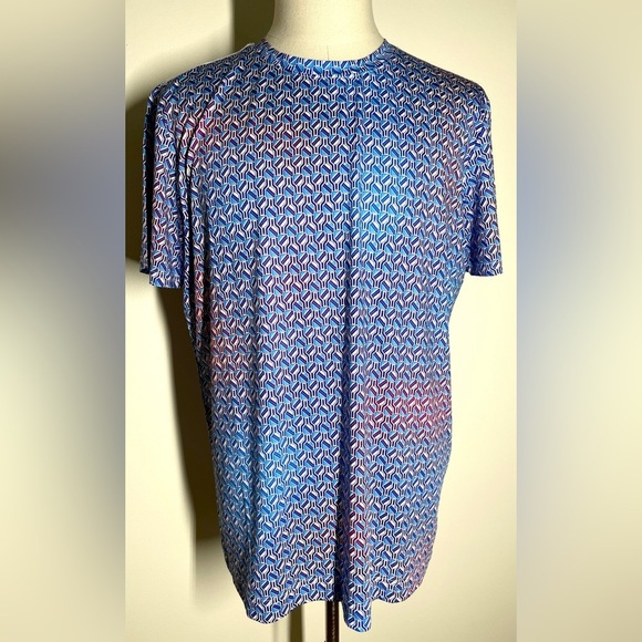 Robert Graham | Paddle Me Geo Print Short Sleeve T-Shirt | Blue Multi | Large - Picture 2 of 6